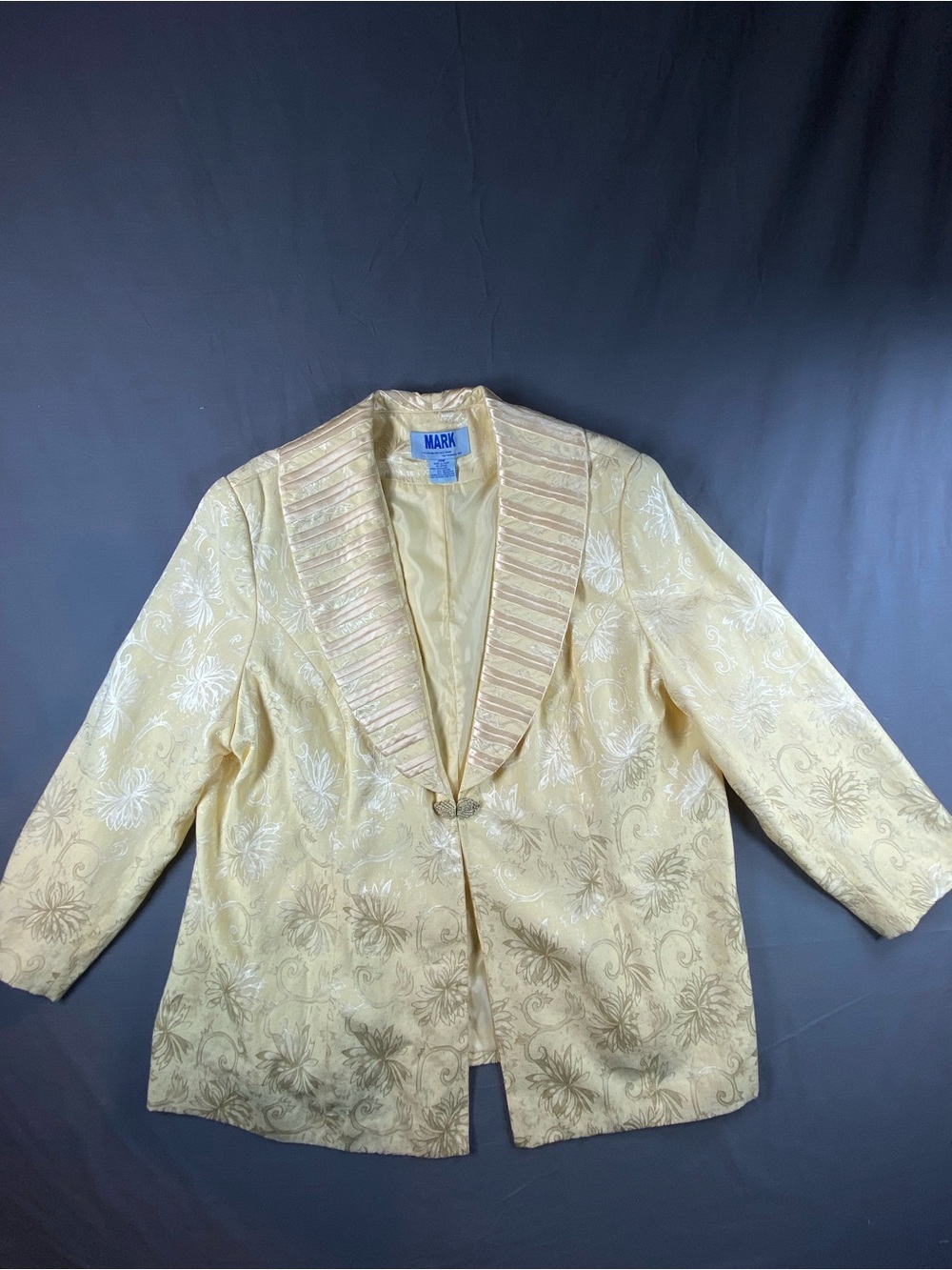 Mark brand Womens Light Yellow Brocade Formal Evenings Jacket